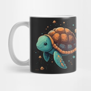 Cute Turtle in Space Childrens Illustration Mug